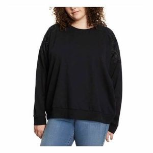 Gloria Vanderbilt Ladies' Crewneck Pullover with Lace W/ Detail Soft | Black
